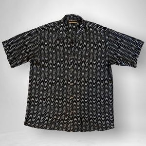 Vintage Shirt Bennett Signature USA Size Large Top Black and Cream Geo Print